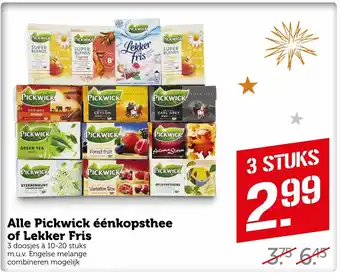 Coop Alle pickwick eenkopsthee of lekker fris aanbieding