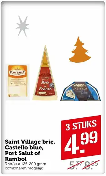 Coop Saint Village brie, Castello blue, Port Salut of Rambol 125-200g aanbieding