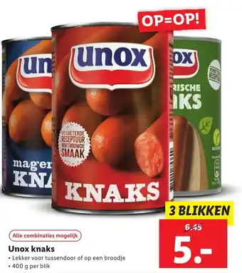 Lidl Unox knaks 3*400 gr aanbieding