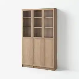 IKEA Billy / oxberg Boekenkast paneel/glas deuren, eikenpatroon, 120x30x202 cm aanbieding