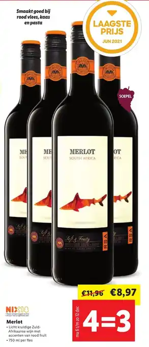 Lidl Merlot 4*750 ml aanbieding