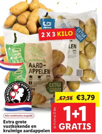 Lidl Extra grote vastkokende en kruimige aardappelen 2*3kg aanbieding