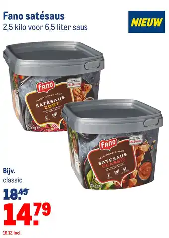 Makro Fano satésaus 2,5 kilo voor 6,5 liter saus aanbieding