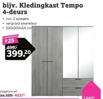 Leen Bakker Kledingkast Tempo 4-deurs aanbieding