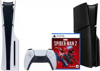 Coolblue PlayStation 5 Slim Disc Edition + Spider-Man 2 + Covers Zwart aanbieding