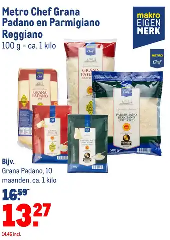 Makro Metro Chef Grana Padano en Parmigiano Reggiano aanbieding