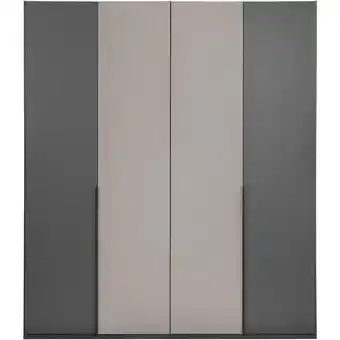 Leen Bakker Kledingkast Milaan 4-deurs - grafiet/kiezel - 208x180x58 cm aanbieding