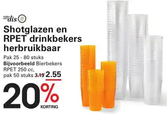 De Kweker Shotglazen en RPET drinkbekers herbruikbaar aanbieding