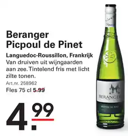 De Kweker Beranger Picpoul de Pinet aanbieding