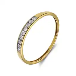 Lucardi 14 Karaat geelgouden ring met 9 diamanten 0,02ct aanbieding