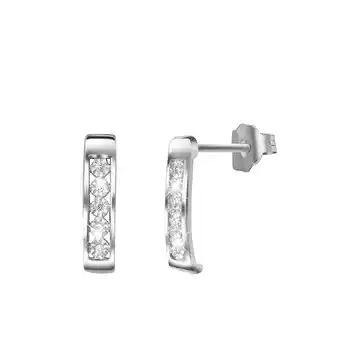 Lucardi Diamond Luxury 14 karaat witgouden oorknoppen met diamant 0,02ct voor dames aanbieding