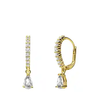 Lucardi Zilveren goldplated oorringen druppel zirkonia voor dames aanbieding