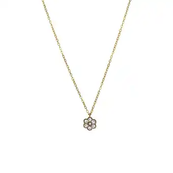 Lucardi Stalen goldplated ketting vintage bloem wit voor dames aanbieding