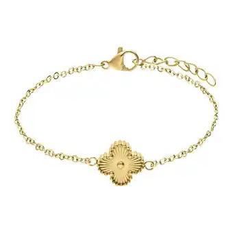 Lucardi Stalen goldplated armband met klaver aanbieding