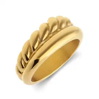 Lucardi Stalen goldplated ring glad/twist aanbieding