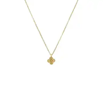 Lucardi Stalen goldplated ketting met klaver aanbieding