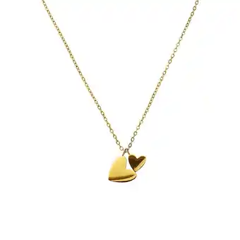 Lucardi Stalen goldplated ketting met 2 hartjes voor dames aanbieding