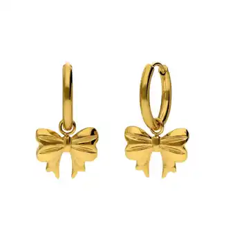 Lucardi Stalen goldplated oorbellen met strik aanbieding