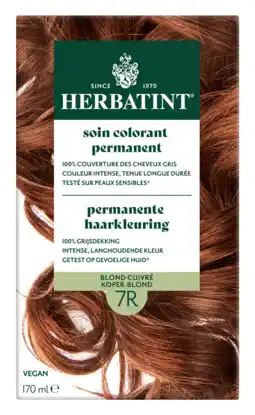 De Online Drogist Herbatint Permanente Haarkleuring 7R Koper Blond 170ML aanbieding