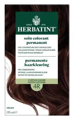 De Online Drogist Herbatint Permanente Haarkleuring 4R Koper Kastanje 170ML aanbieding