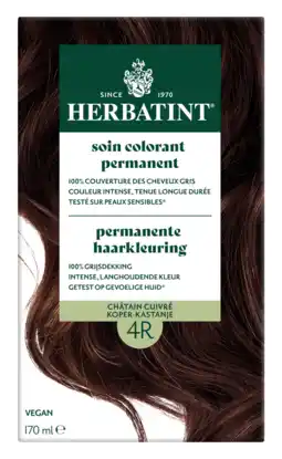 De Online Drogist Herbatint Permanente Haarkleuring 4R Koper Kastanje 170ML aanbieding