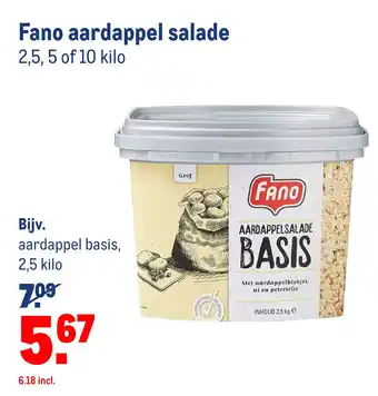 Makro Fano aardappel salade 2,5, 5 of 10 kilo aanbieding