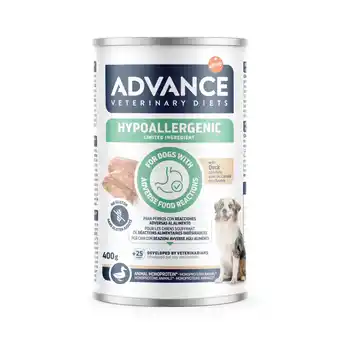 Zooplus 6 x 400 g Advance Veterinary Diets Hypoallergenic Eend natvoer voor honden aanbieding
