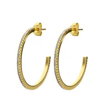 Lucardi Zilveren goldplated oorringen met zirkonia aanbieding