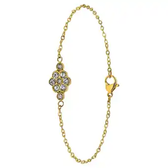 Lucardi Stalen goldplated armband vintage bloem wit aanbieding
