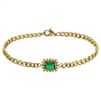 Lucardi Stalen goldplated armband vintage vierkant groen aanbieding