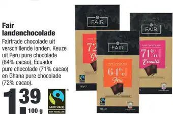 ALDI Fair landenchocolade aanbieding