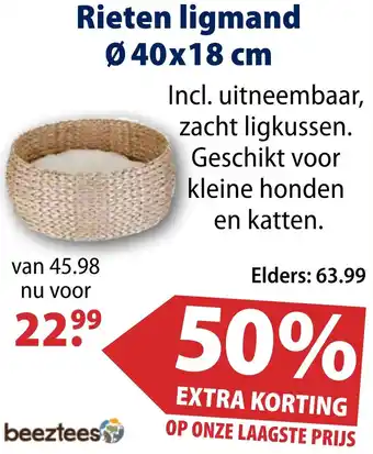 Huisdier Voordeelshop Rieten ligmand Ø 40x18 cm aanbieding