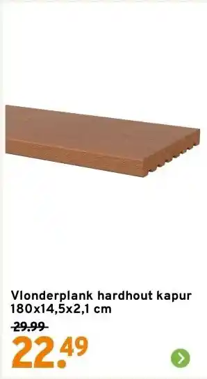 GAMMA Vlonderplank hardhout kapur 180x14,5x2,1 cm aanbieding