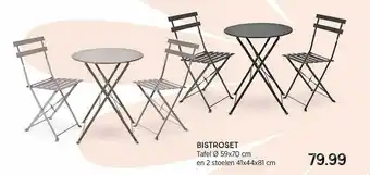 Xenos Bistroset tafel Ø 59x70 cm en 2 stoelen 41x44x81 Cm aanbieding