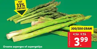 Lidl Groene asperges of aspergetips aanbieding