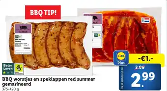 Lidl BBQ worstjes en speklappen red summer gemarineerd aanbieding