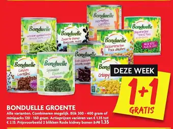 Dekamarkt Bonduelle Groente 1+1 aanbieding