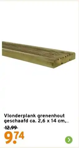 GAMMA Vlonderplank grenenhout geschaafd ca. 2,6 x 14 cm, lengte ca. 180 cm aanbieding
