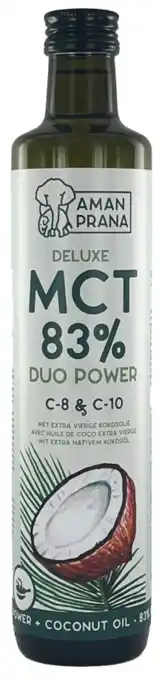 De Online Drogist Aman Prana Deluxe Mct 83% Extra Vierge Coconut Oil 500ML aanbieding