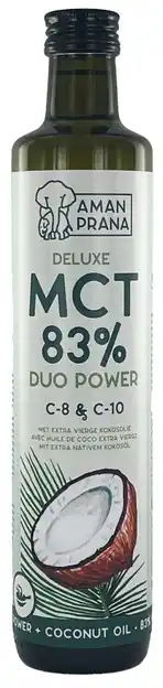 De Online Drogist Aman Prana Deluxe Mct 83% Extra Vierge Coconut Oil 500ML aanbieding