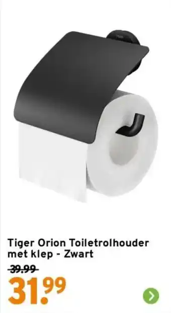 GAMMA Tiger Orion Toiletrolhouder met klep Zwart aanbieding