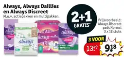 Kruidvat Always, Always Daillies en Always Discreet aanbieding