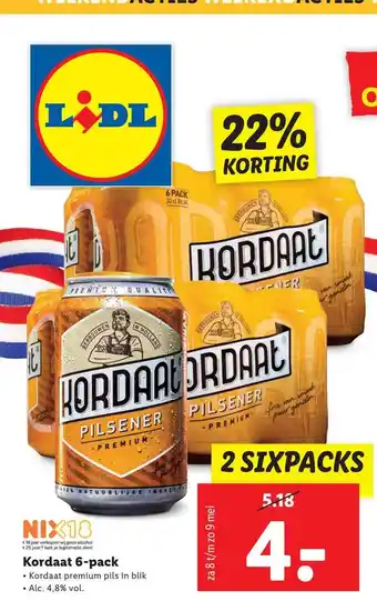 Lidl Kordaat 6-pack 22% Korting aanbieding