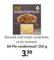 Albert Heijn AH Pie runderstoof, 250 g aanbieding