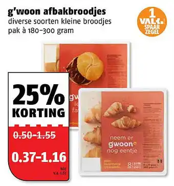 Poiesz g'woon afbakbroodjes 180-300 gram aanbieding