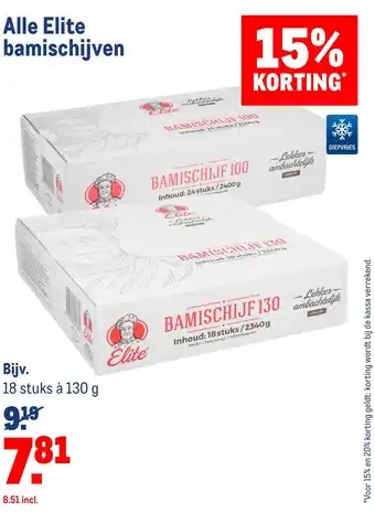 Makro Alle elite bamischijven 130 g aanbieding