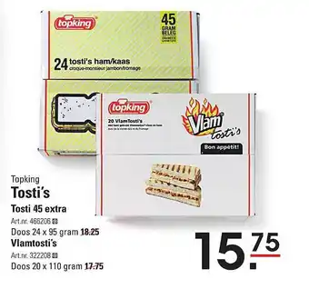 Sligro Topking tosti's tosti 45 extra of vlamtosti's aanbieding