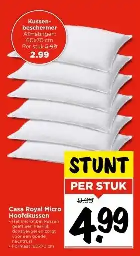 Vomar Voordeelmarkt Casa Royal Micro Hoofdkussen aanbieding