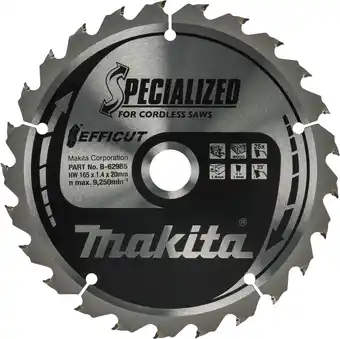Coolblue Makita Cirkelzaagblad Hout Efficut 165x20x1,4 25T aanbieding