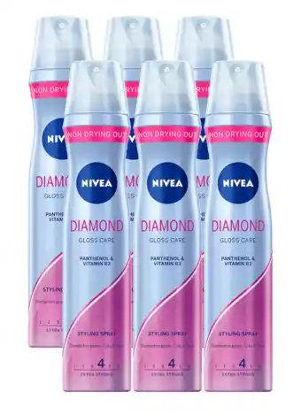 De Online Drogist Nivea Diamond Gloss Care Styling Spray Voordeelverpakking 6x250ML aanbieding